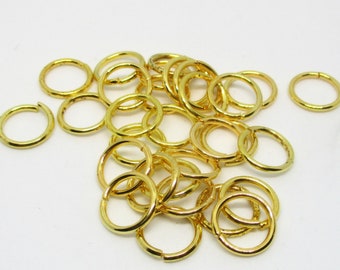 10mm Open Jump Rings Gold Plated, Pack of 50/100 Jump Rings, 1.3 Thickness, Jewelry Findings