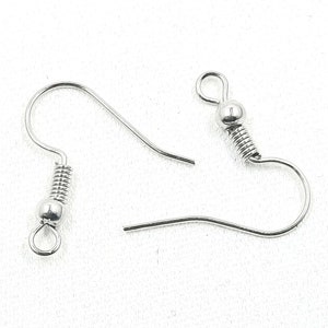 20Pcs Kidney Ear Wire Fish Hooks with Clasp Earring Lever Back Silver/Bronze