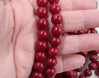 Dark Red Glass Beads, Pack of 10/25, 9.5to10mm, Jewelry Making Supplies  10mmbox3