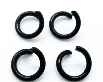 Black Enamel Open Jump Rings, Pack of 20/40 Jump Rings, 8mm, Thickness 1.2mm, Jewelry Making Supplies