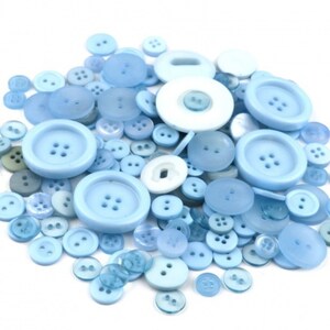 Mixed Blue Resin Sewing Buttons Lot, Craft Supplies