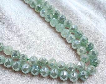 Green Gradient Facet Beads Glass Beads, 8mm, Jewelry Making Supplies  8mmBoxA2