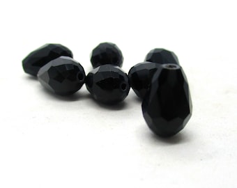 Black Glass Teardrop Beads, Pack of 10 Beads, 11x8mm Teardrop Beads, Jewelry Making Supplies  G1411