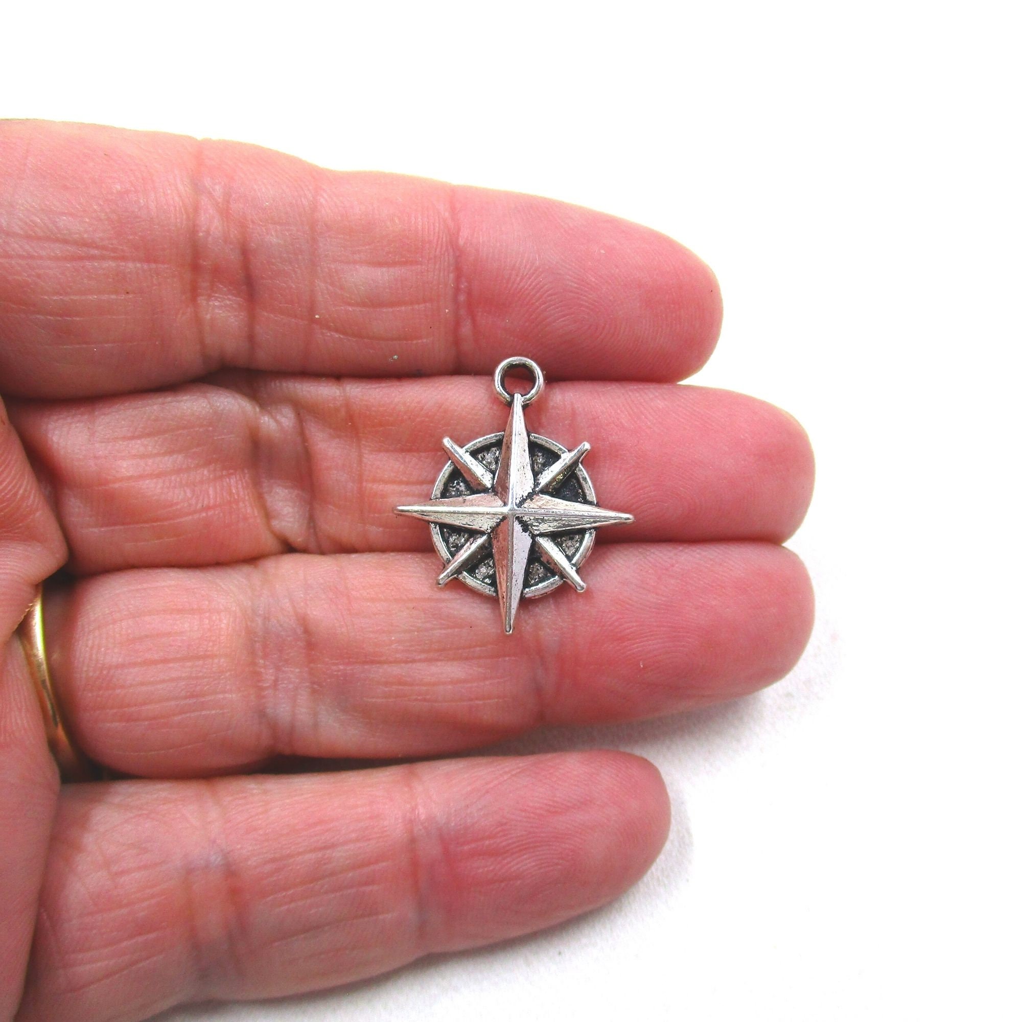 Galaxy Star Antique Silver Charms, Pack of 6 Charms, 21x18mm
