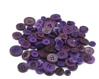 Assorted Purple Resin Sewing Buttons Lot, Craft Supplies