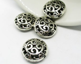 Large Hole Antique Dark Silver Plated Oval Metal Slider Bead 15x9mm 1