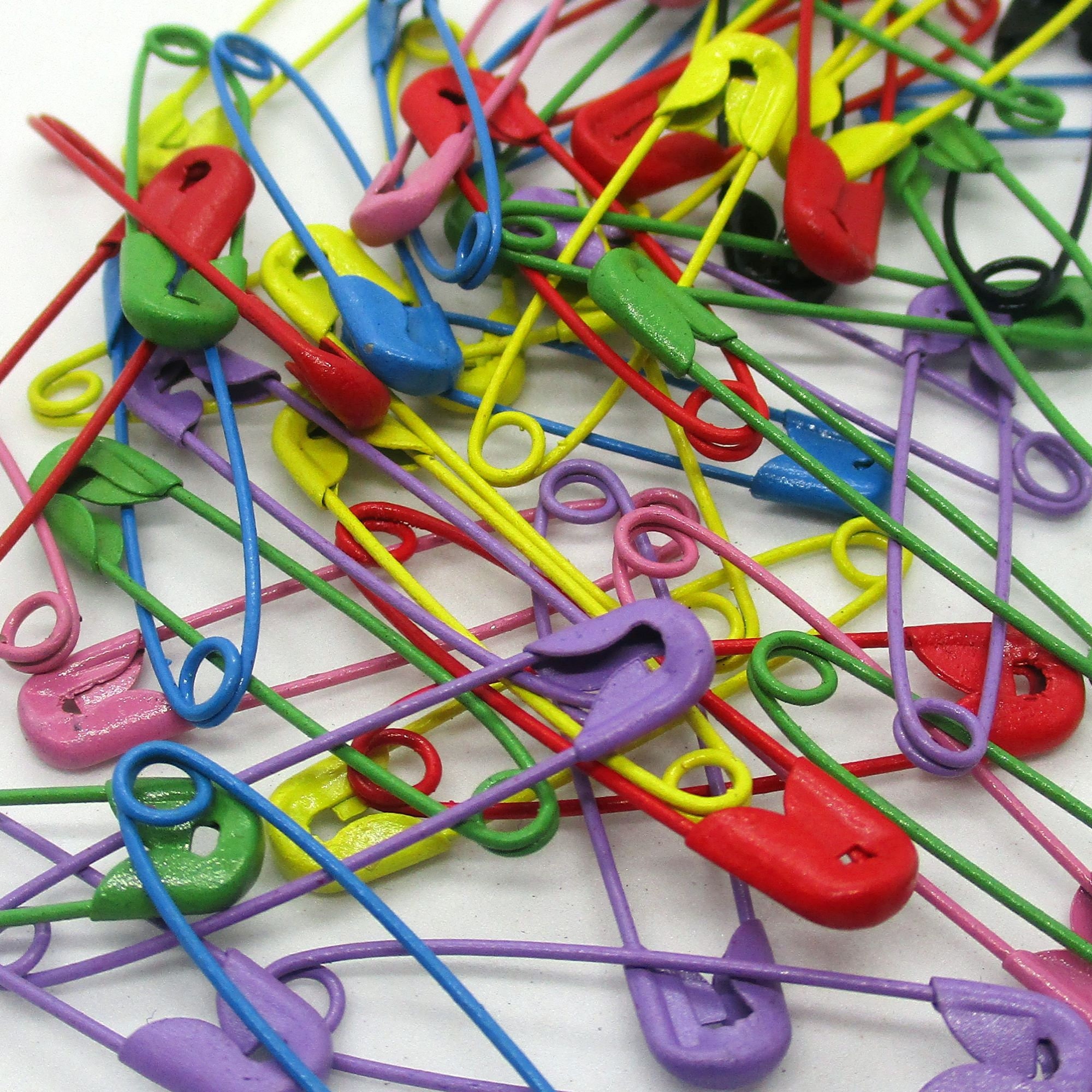 25 Mixed Color Safety Pins, 32x6mm, Supplies, Craft Supplies, Safety Pins