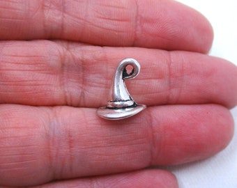 Wizard Hat Charms Antique Silver, Pack of 5 Charms, 11x11mm, Jewelry Making Supplies   G1124