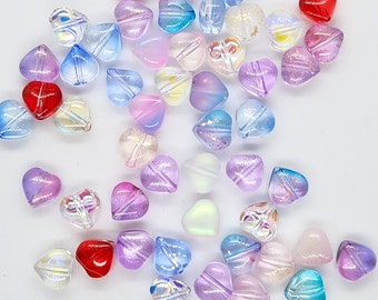 Tiny Heart Beads, Pack of 20 Beads, 6mm Glass Beads, Jewelry Making Supplies  G1972