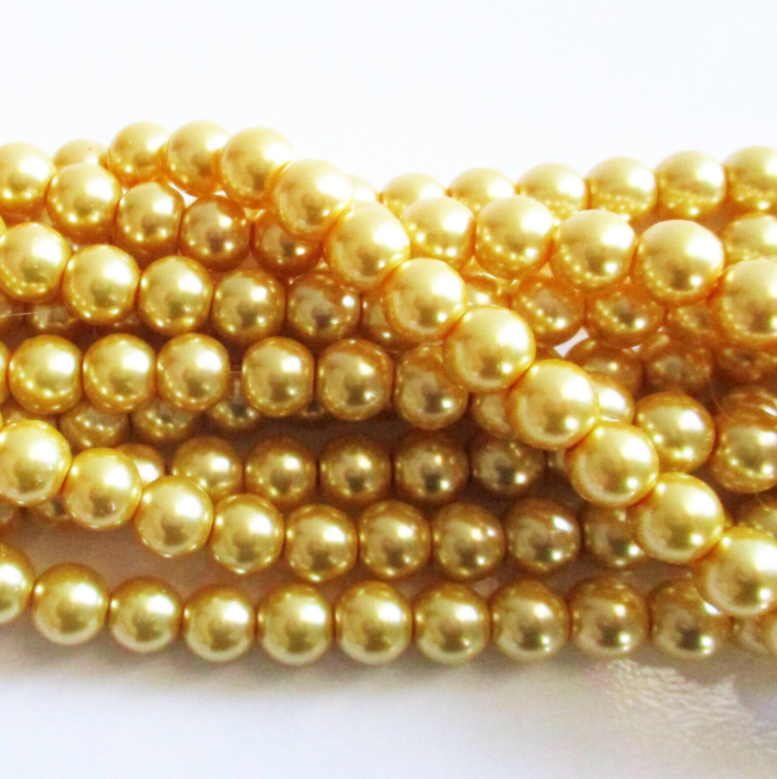 50 Gold Pearl Round Glass Beads 8mm Gold Beads Jewelry Etsy