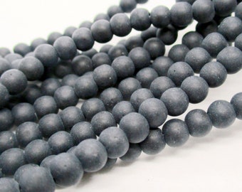 Black Matte Frosted Round Glass Beads, 4mm Black Beads, Jewelry Making Supplies