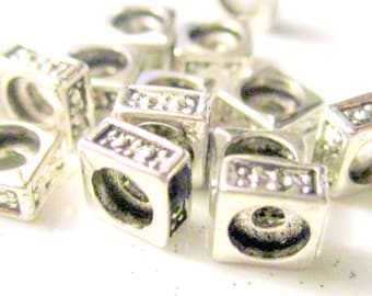 Bulk Square Carved Flat Beads Antique Silver, Pack of 200 Beads, 5mm Square Spacer Beads, Jewelry Making Supplies  G1622