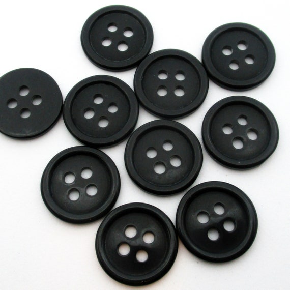 50 Black 15mm Resin Buttons 15mm Buttons Four Hole Buttons | Etsy
