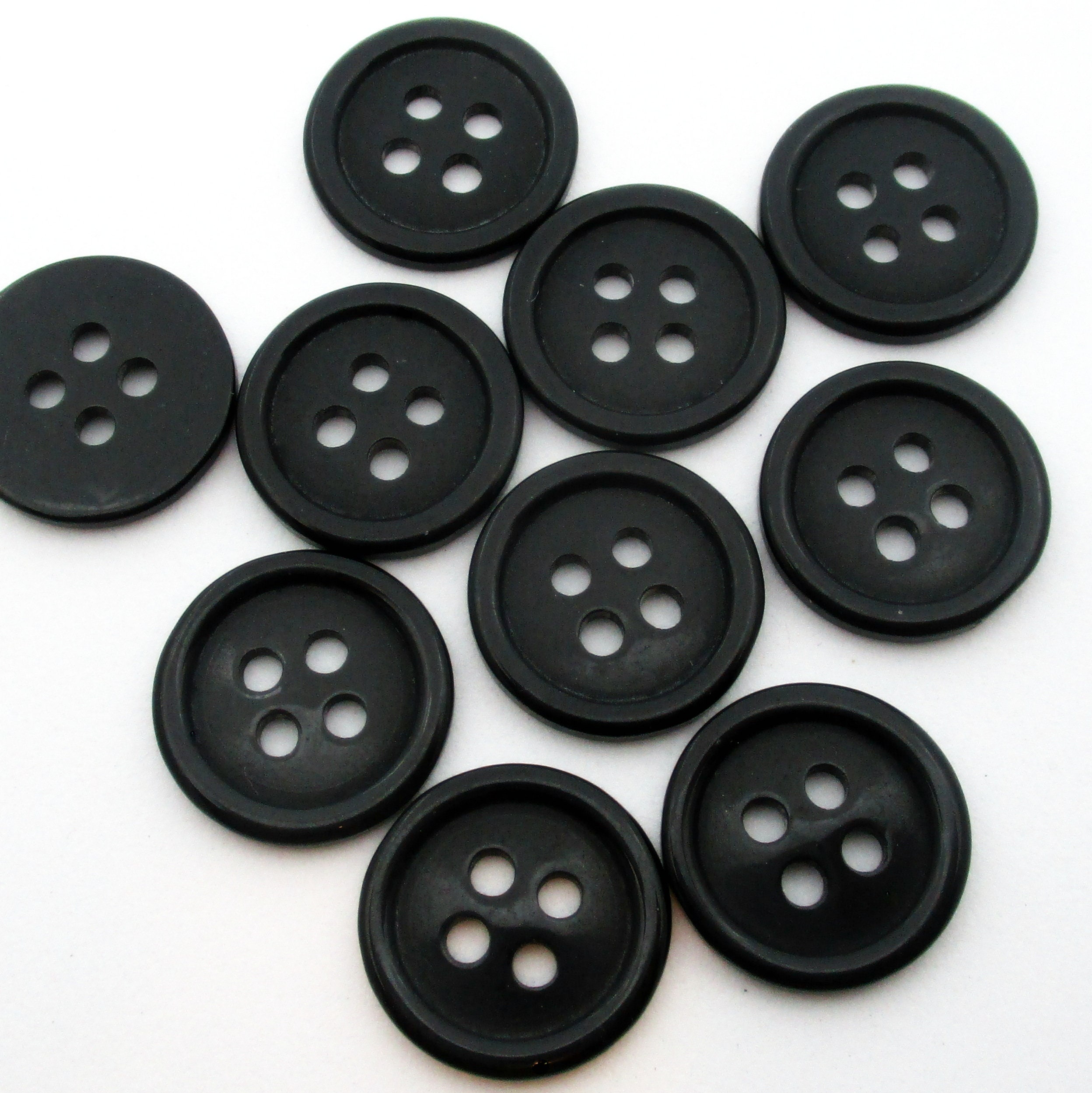 50 Black 15mm Resin Buttons 15mm Buttons Four Hole Buttons | Etsy