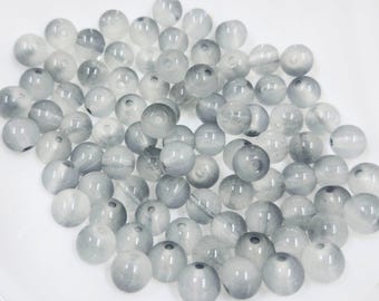 Two Tone Gray 8mm Glass Beads, Pack of 25/50    8mmBoxD2