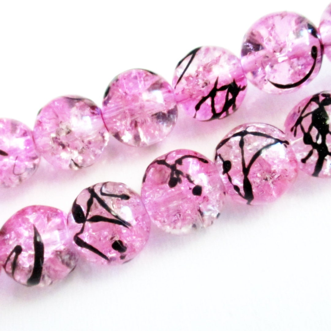 Pink Mottled Beads Round Pack of 20 Beads 10mm Jewelry Etsy