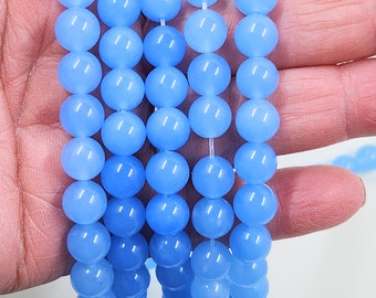 Sky Blue Jade Beads, Natural and Dyed Malaysia Beads, 8mm Beads, 47pc, Jewelry Making Supplies  8mmBoxA1