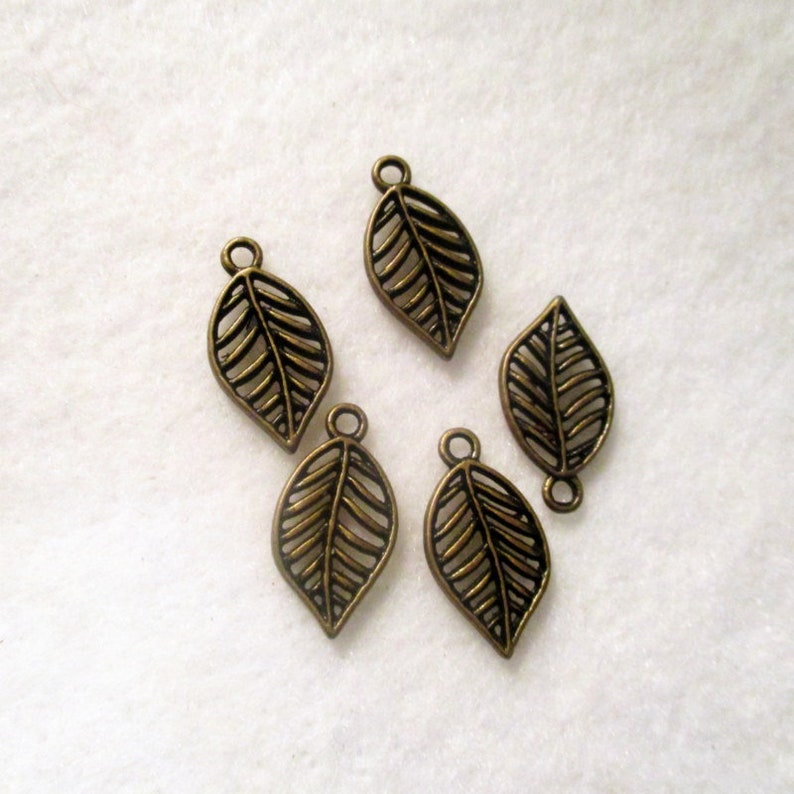 19x10 Leaf Charms Charms 20 Leaf Antique Bronze Filigree Charms Jewelry Making Supplies G1507