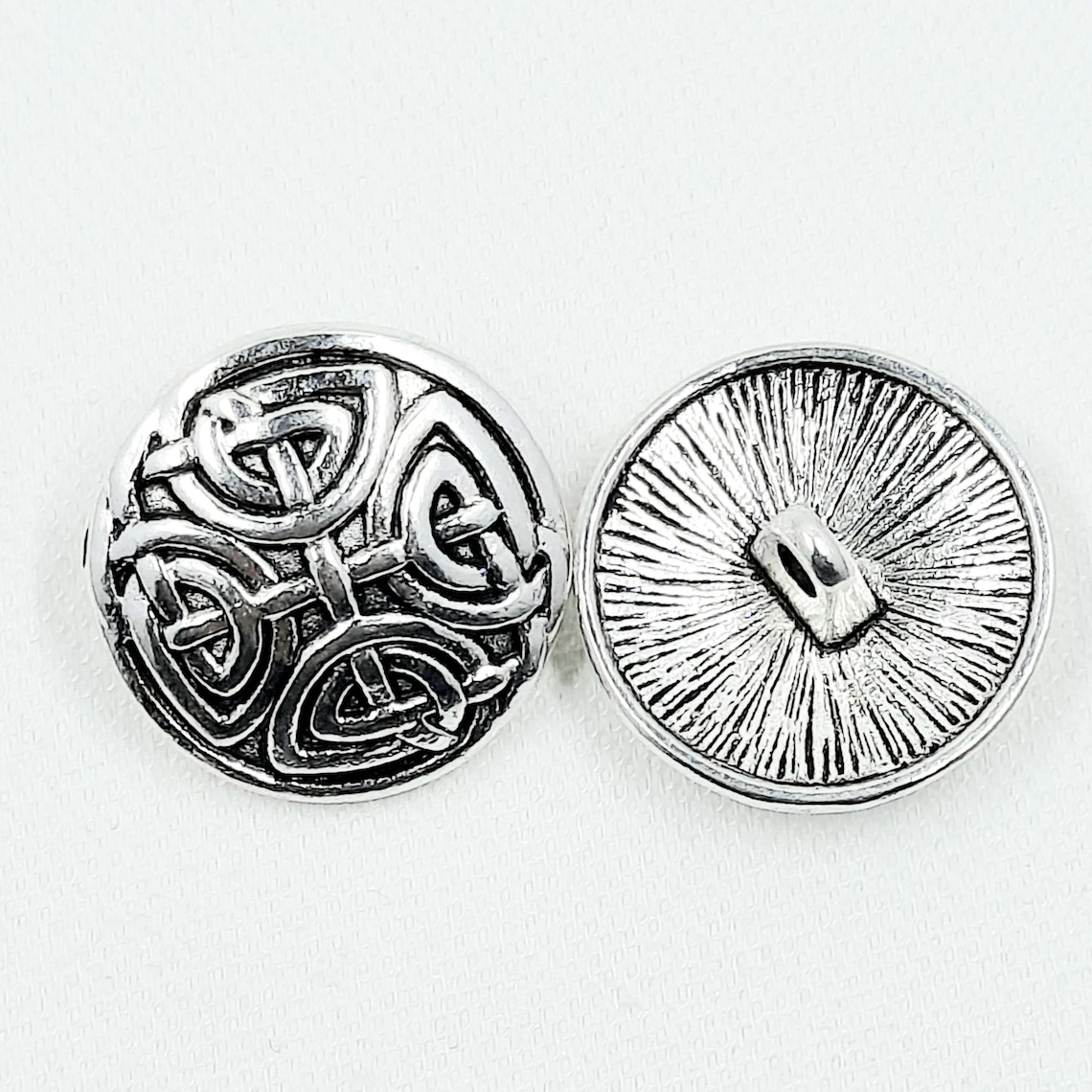 Silver Neck Button Knot Antique Silver Metal Shank Buttons, Pack of 6 or 12 Buttons, 17mm ...