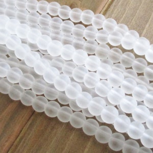 Frosted Translucent Glass Beads, 6mm, Jewelry Making Supplies, Clear Beads, Frosted Beads   6mmBoxA