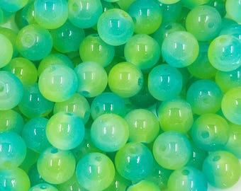 Blue and Green 8mm Glass Beads, Pack of 25/50    8mmBoxA2