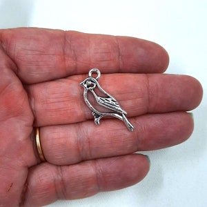 Peut inclure: Breloque en argent en forme d'oiseau avec des ailes détaillées et une petite boucle en haut pour l'attacher à un collier ou un bracelet.