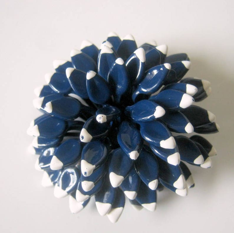 Blue Brooch Vintage Painted Blue and White Pinecone Brooch Gift for Her