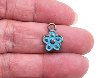 Patina Copper Flower Charms Pendants, 28x15mm, Pack 20/50, DIY Jewelry Supplies  G2001