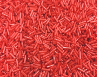 Red 6mm Bugle Glass Beads , Pack of 10/20 Grams, Jewelry Making Supplies  SB2