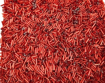 Red 6mm Bugle Glass Beads with silver lining, Pack of 10/20 Grams, Jewelry Making Supplies  SB1