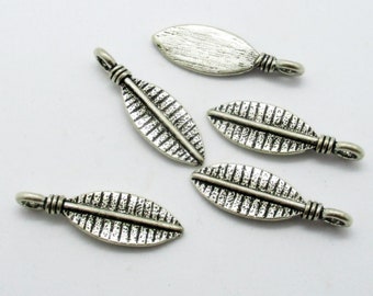10 Leaf Charms Antique Silver, 24x7mm Leaf Charms, Jewelry Making Supplies  G1799