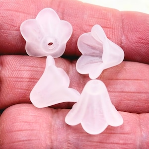 Capsules fleurs blanches givrées en acrylique, Lot de 30 Capsules perles 14 x 10 mm, Accessoires pour fabrication de bijoux G1771