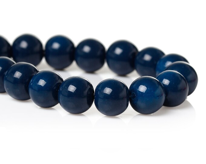 40 Navy Blue Glass Beads, 8mm, Jewelry Making Supplies, Navy Beads