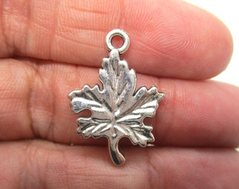 Maple Leaf Antique Silver Charms,  Pack of 5/10 Charms, 23x16mm Leaf Charms, Charms, Jewelry Making Supplies  (G1584)