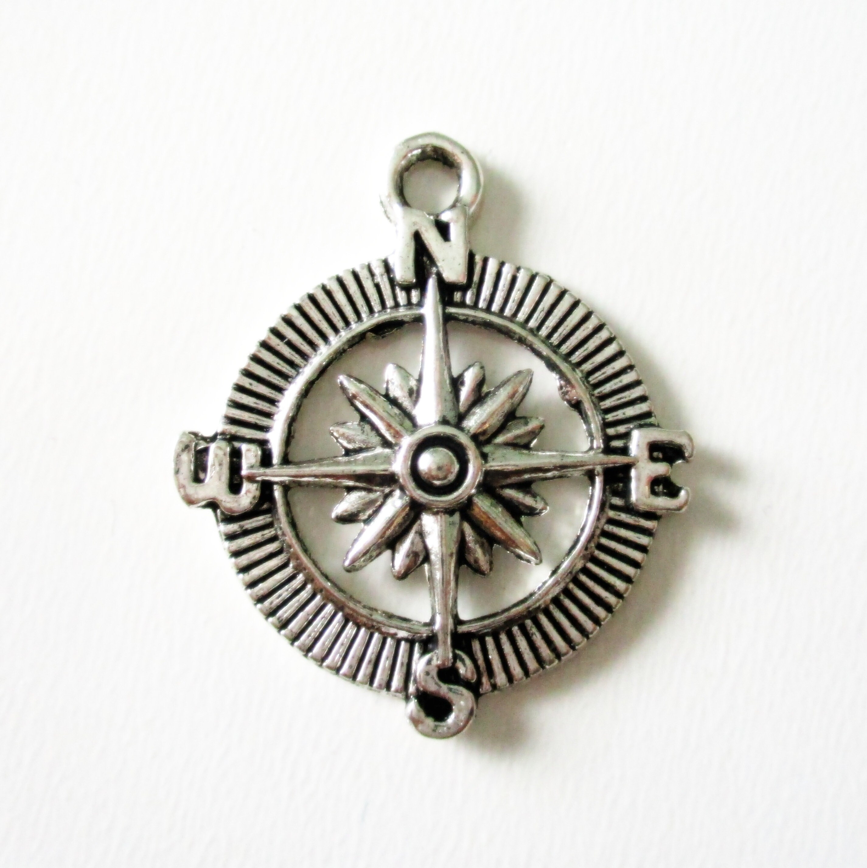 4 Compass Charms Antique Silver 30x25mm Jewelry Making Etsy