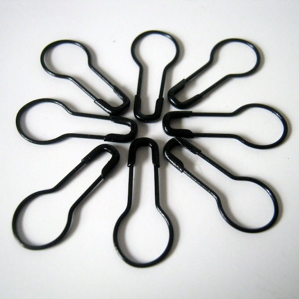 Black Safety Pins Pear Shaped, Pack of 50/100, Craft Supplies, Supplies, Safety Pins