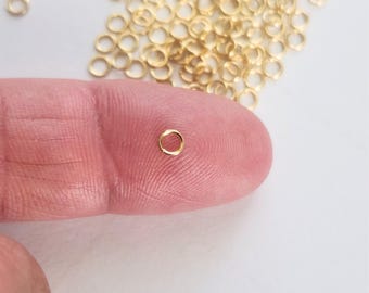 Gold Plated Stainless Steel 3.mm Open Jump Rings, Pack of 100, DIY Jewelry Supplies, Thickness .5mm, 24 gauge