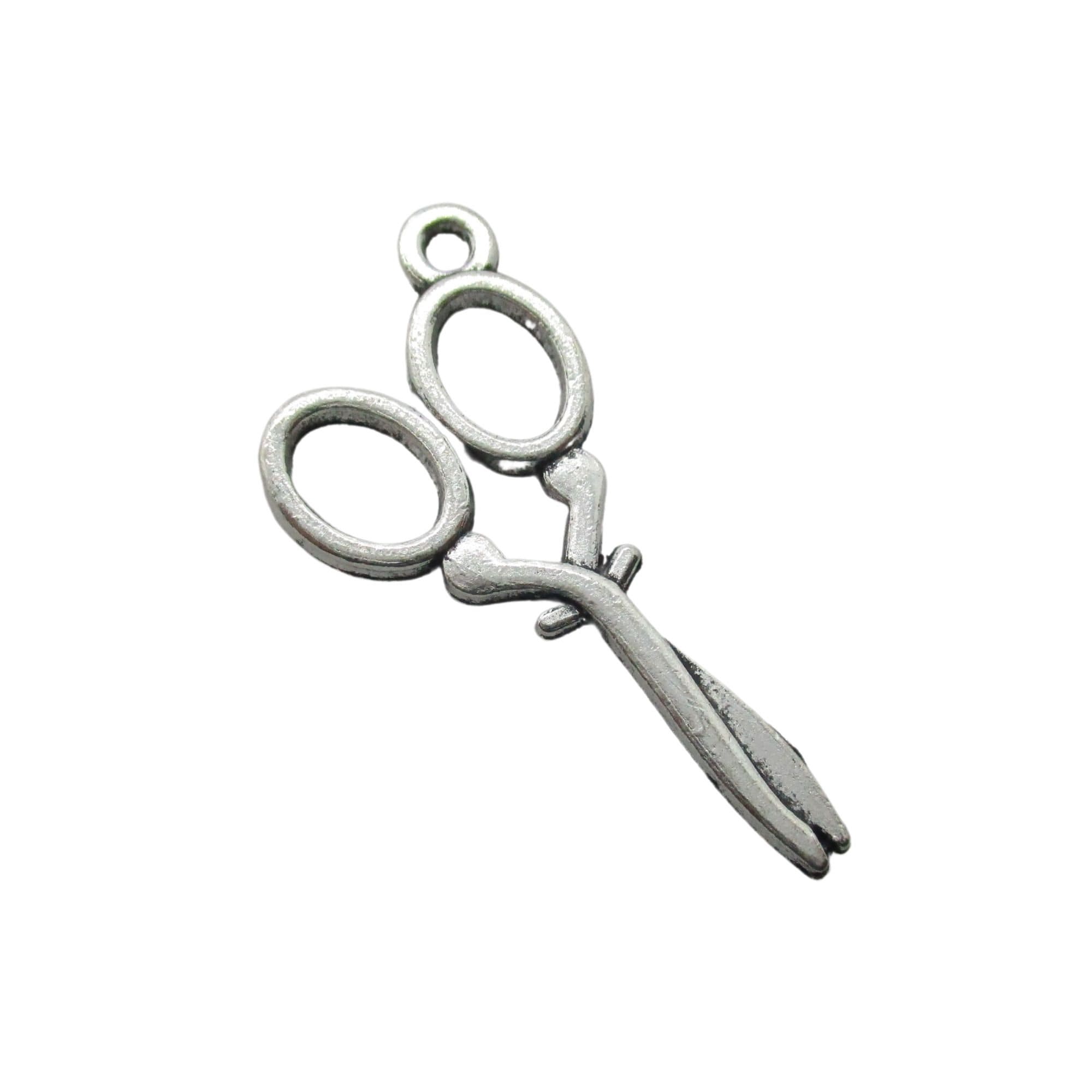 Bulk 40 Scissors Charms Antique Silver Tone Stylist Hairdresser (5-1622)