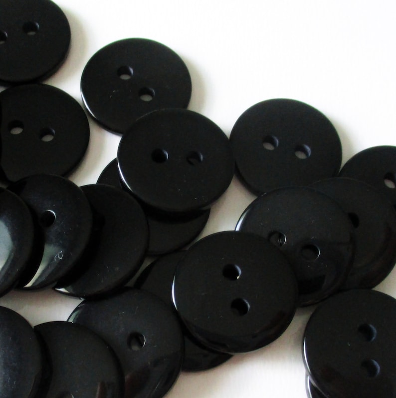 Two Hole Buttons 40 Black 15mm Resin Buttons 15mm Buttons
