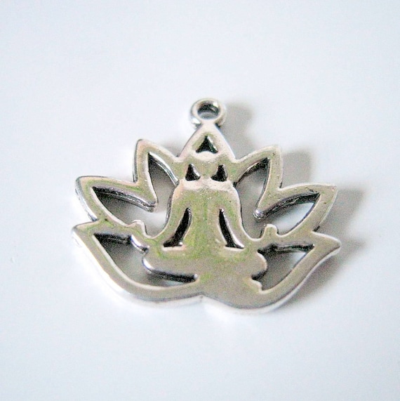 Jewelry Making Supplies Yoga Healing Charms 10 Antique Silver Lotus Yoga Healing Charms Lotus Charms Charms 1338 18x17mm