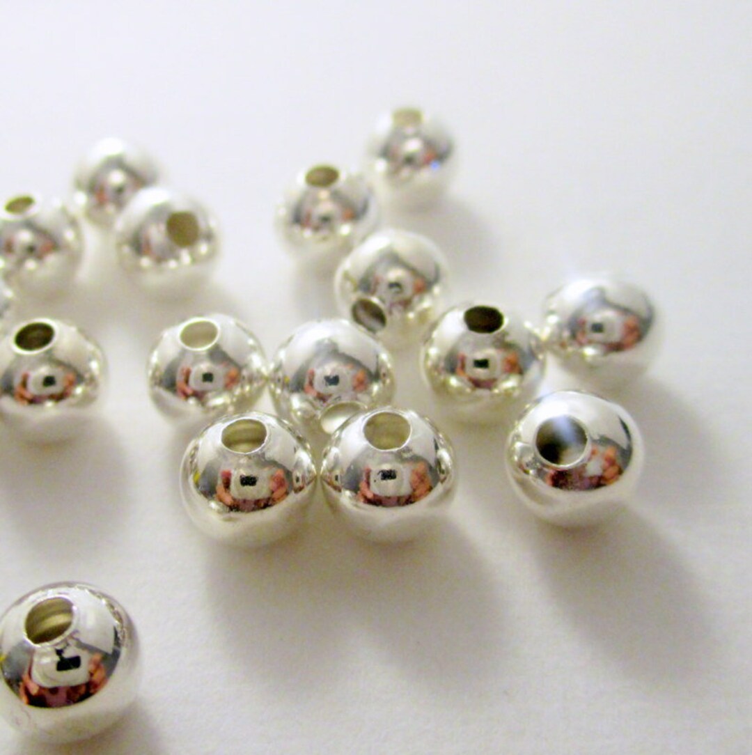 100 Cuentas Espaciadoras Redondas De Aleación De Zinc Chapadas En Plata