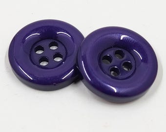 Dark Violet Purple Resin 18mm Four Hole Buttons, Pack of 20 Buttons, 18mm Buttons, Fasteners   (ButtonsBox8)