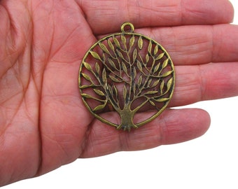 Antique Bronze Tree of Life Pendent, Pack of 2, 42x37mm Pendant, Jewelry Making Supplies   (G1050)