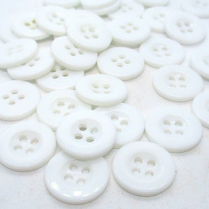 50 White 15mm Resin Buttons, 15mm Buttons, Four Hole Buttons Box2B image 2