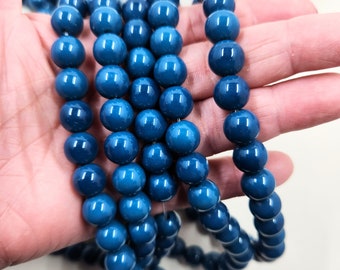 Marine Blue Glass Beads, Pack of 10/25, 9.5to10mm, Jewelry Making Supplies   10mmbox3