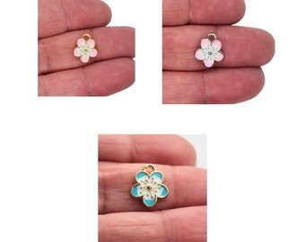 Sakura Tiny Enamel Charms, Pack of 5, 12x10mm, Floral Charms, Jewelry Making Supplies  G1964