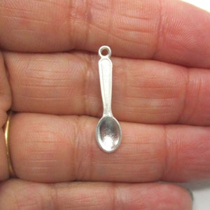 Spoon Charms Silver Plated, Pack of 5/10 Charms, 24x6mm Spoon Charms, Jewelry Making Supplies    G1028
