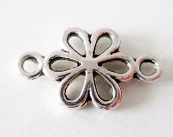 Daisy Connectors Antique Silver, Pack of 10/20 Connectors, 15x9mm Flower Connector Charms, Jewelry Making Supplies G1645
