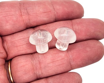 Mushroom Glass Beads Clear Transparent, 13.5mm, Pack of 10 Beads, Jewelry Making Supplies G1965