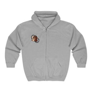 Sudadera con capucha y cremallera Coffee Monkey / Sudadera con ilustración de gafas de sol Monkey